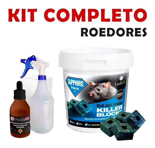 Kit Cebos Rodenticida + Repelente Para Fumigar Ratas Veneno Mata - Extra Grande